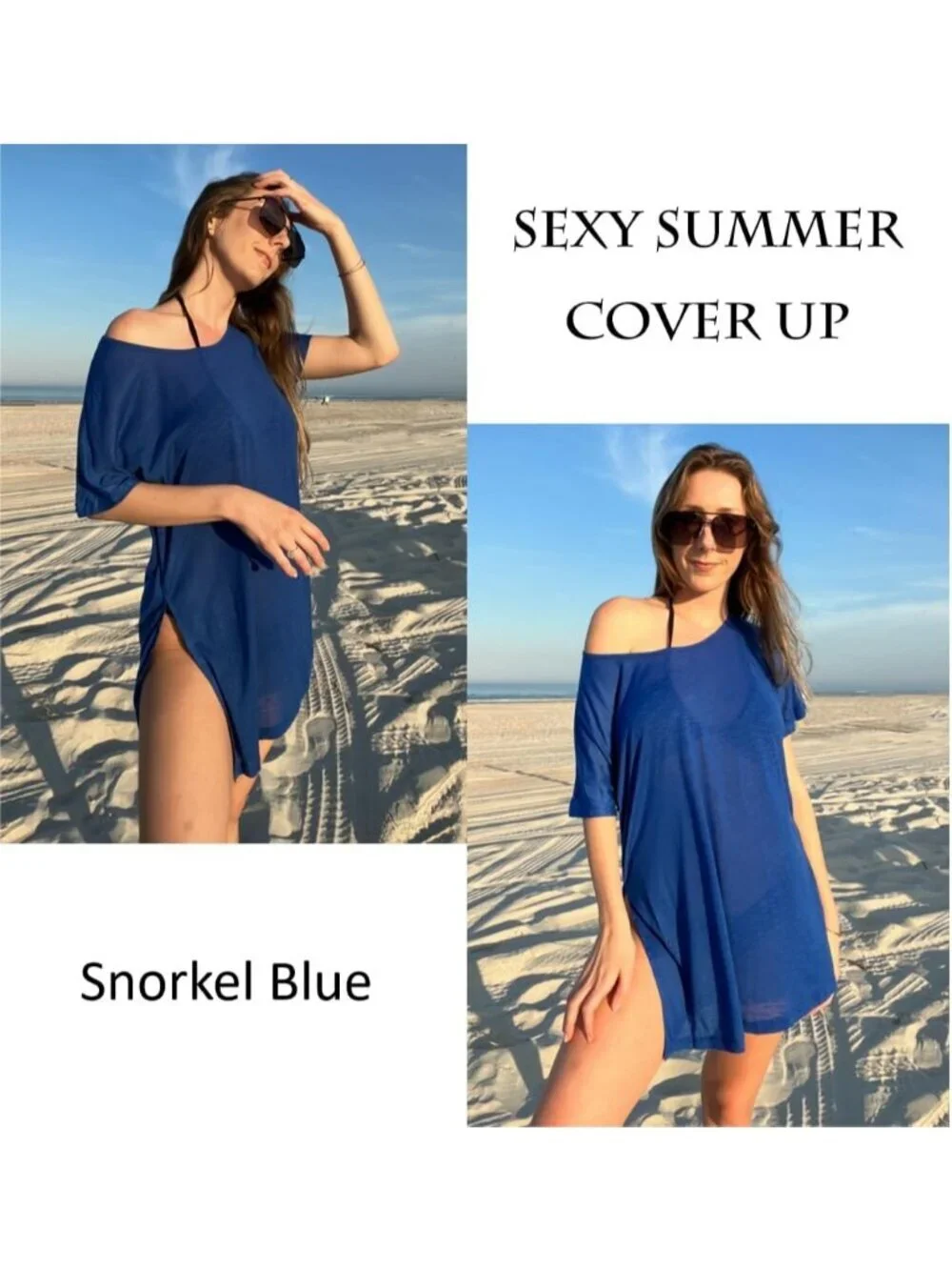 Women's Snorkal Blue Short Sleeve Cover Ups for Beach Bathing Suit Swimwear